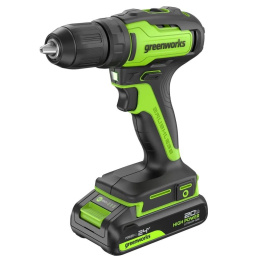 Greenworks GD24DD35 Дрель-шуруповерт аккумуляторная, 24V, б/щет, 29/35Нм,1х2Ач,ЗУ,кор [3704007CUA]