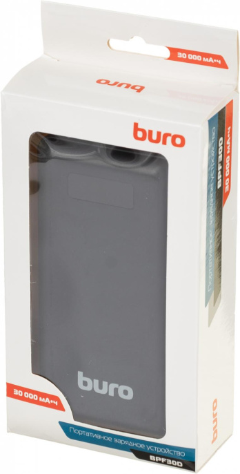 Внешний аккумулятор Power Bank Buro BPF30D, 30000мAч, черный [bpf30d22pbk]