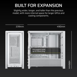 Корпус без блока питания/ Case Corsair Frame 4000D, Midi-Tower, TG, no fan, 2xUSB-A 3.2, 1xUSB 3.2 Type-C, E-ATX, ATX, mATX, mITX White (CC-9011291-WW)