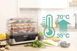 Сушка для фруктов и овощей Gorenje FDK400DE 5под. 240Вт нержавеющая сталь