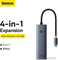 Хаб Baseus BS-OH108 UltraJoy Series 4 порта (USBA to USB3.0*4) Space Grey (B0005280A813-03)