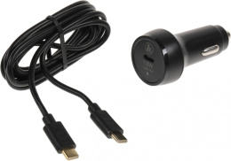 Автомобильное зарядное устройство HAMA H-183327,  USB-C, USB-C, 18Вт, 3A, черный [00183327]