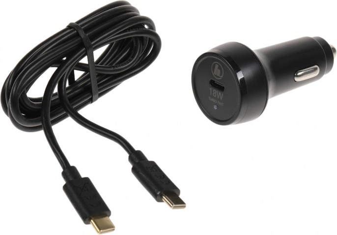 Автомобильное зарядное устройство HAMA H-183327,  USB-C, USB-C, 18Вт, 3A, черный [00183327]