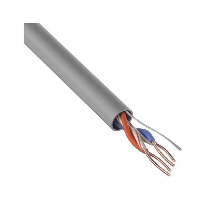 Rexant 01-0023-R Кабель витая пара U/UTP, CAT 5e, PVC, 2PR, 24AWG, INDOOR, SOLID, серый, 305м, РФ