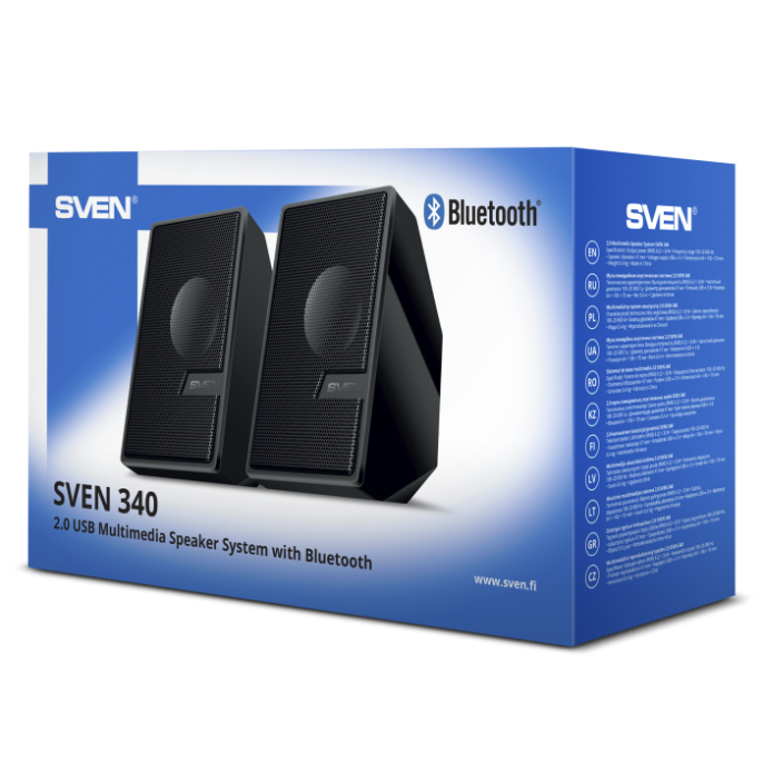 Колонки Bluetooth Sven 340,  2.0,  черный [sv-021399]