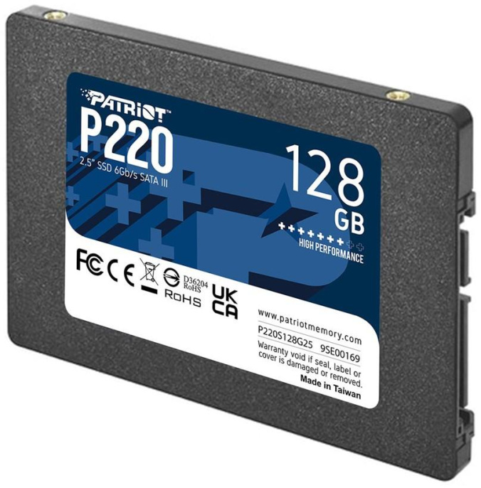 SSD накопитель Patriot P220 P220S128G25 128ГБ, 2.5", SATA III, SATA