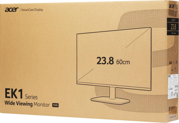 23.8" Монитор Acer EK241YHBI, 1920x1080, VA, 75Гц, 1хHDMI, черный [um.qe1ee.h02]