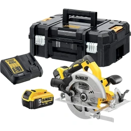 Аккумуляторная дисковая пила Dewalt DCS570P2, 18 В, 184 мм, 5500 об/мин, с 2 АКБ 5 Ач и ЗУ, в кейсе TSTAK DCS570P2-QW