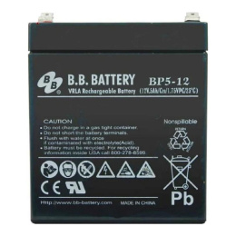 АКБ B.B. Battery BP 5-12 12V 5Ah ДхШхВ 90х70х106 мм, масса 1.8 кг, клеммы F2 BP 5-12 BB