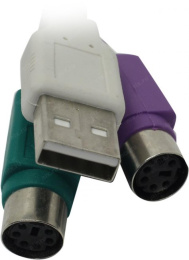 KS-is Apst KS-011 Кабель-адаптер USB - 2x PS/2 для подключения PS/2 клавиатуры и мыши к USB порту