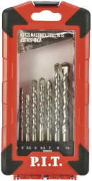 Набор сверл P.I.T. ASET02-010A по бетону, 10 шт, 3-12 мм, кейс