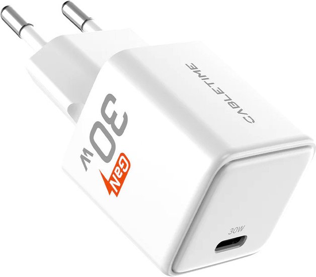 Зарядное устройство CABLETIME GA30W (CT-GAN30-PW) GaN PD3.0 30 Вт, белый