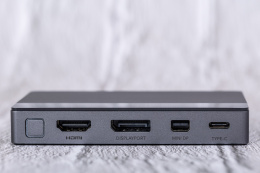 Переключатель CABLETIME CB00G (CT-PS41-GB1) 4-в-1, Mini DP / DP / HDMI / Type-C, 4K@60 Гц, 15 м, подсветка, космический серый