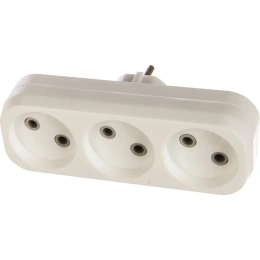 Разветвитель Smartbuy 3 гнезда без заземления плоский 10А 250B SBE-10-A02-3