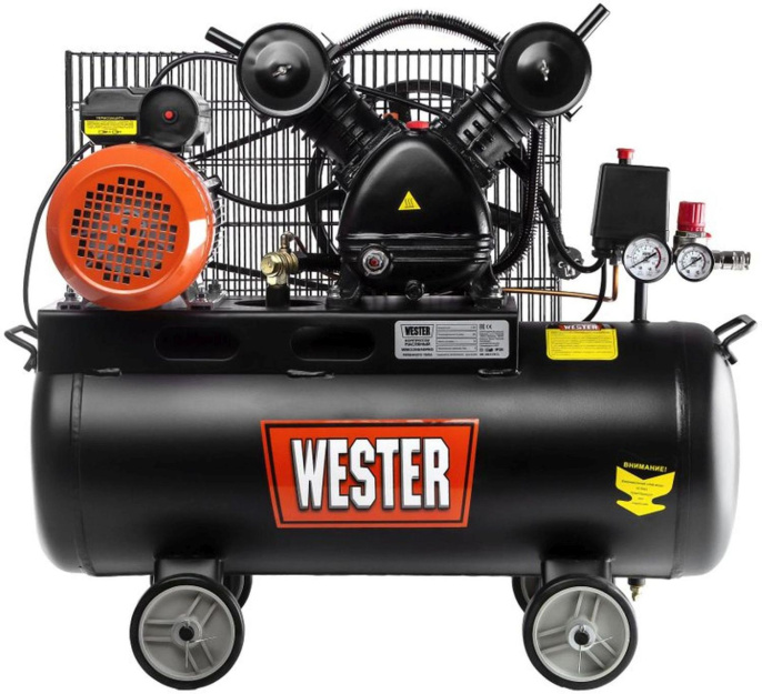 Компрессор поршневой Wester WBK2200/50PRO масляный 340л/мин 50л 2200Вт черный/красный