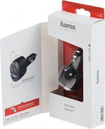 Автомобильное зарядное устройство HAMA H-173603,  3xUSB-A,  5Вт, 2.1A, черный [00173603]