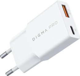 Сетевое зар./устр. Digma Pro DPW3A 30W 3A PD+QC USB-C/USB-A универсальное белый DPW3A3GX11WH