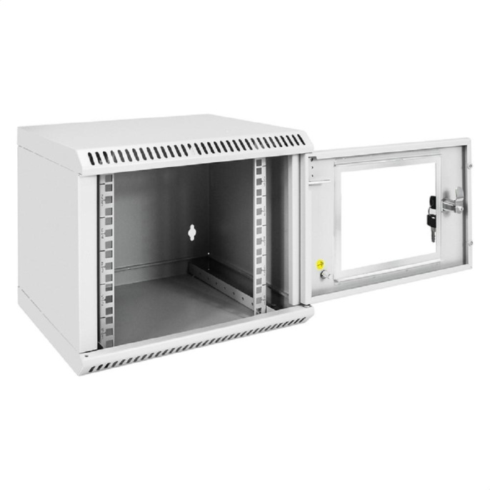 Шкаф телекоммуникационный 10" настенный 6U ExeGate EC-WM-6U.280.G.GREY (10”, 6U, 350x280x287mm (ШхГхВ), передняя дверь закаленное стекло, пыле- и влагозащита IP23, светло-серый RAL 7035) EX298623RUS