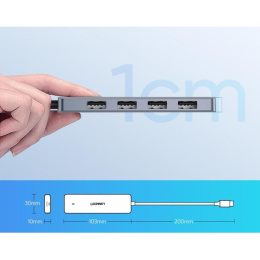 Хаб UGREEN CM219 (70336) 4-Ports USB-C 3.0 Hub. Цвет: серый