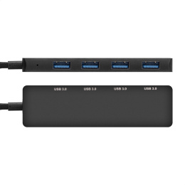 USB-Хаб (концентратор) 4-в-1 ExeGate DUB-4C/3 (кабель-адаптер USB Type C --> 4xUSB3.0, Plug&Play, корпус алюминиевый, черный) EX297631RUS