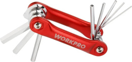 Набор ключей WorkPro WP222034 9 предметов складные, легкая и прочная ручка из алюминиевой конструкции, хром-ванадиевая сталь, закаленная и отпущенная, 5/64, 3/32, 7/64, 1/8, 9/64, 5/32, 3/16, 7/32, 1/4"