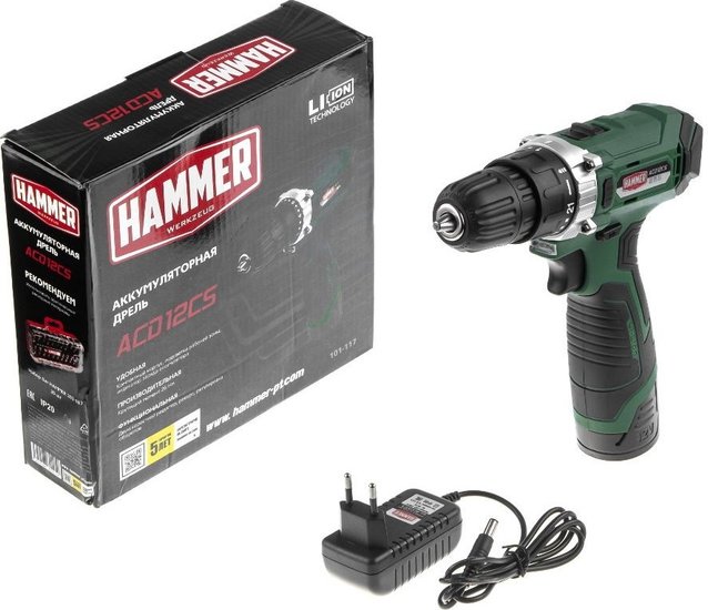 Дрель-шуруповерт аккумуляторная Hammer ACD12CS