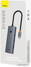 Хаб Baseus BS-OH109 UltraJoy Series 4 порта (Type-C to USB3.0*3+RJ45*1) Space Grey (B0005280A813-00)