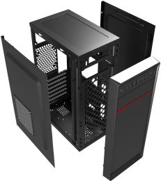Корпус ATX Digma DCC-MD302, Midi-Tower, без БП,  черный