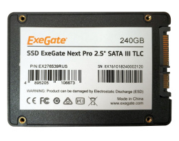 Накопитель SSD 2.5" 256GB ExeGate NextPro+ UV500TS256 (SATA-III, 3D TLC) EX280462RUS