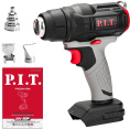 Промышленный фен P.I.T. PHG20H-550A аккумуляторный, 20В, 550°, 200л/мин, защита от перегрева, насадки