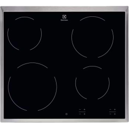 Встраиваемая варочная поверхность ELECTROLUX/ Электрическая варочная поверхность HiLight на 4 конфорки, cтеклокерамика, мощность: 6500 Вт, независимая установка, размеры ШхГ : 57.6x51.6 см,рама из нержавеющей стали EHF6240XXK