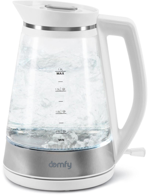 Чайник электрический Domfy DSW-EK505 1.9л. 3000Вт белый/прозрачный корпус: стекло/пластик