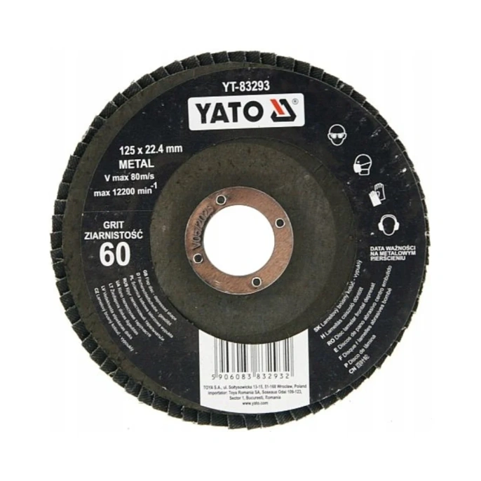 Круг лепестковый тарельчатый 125 мм, Р60, выпуклый YATO YT-83293