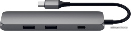 USB адаптер Satechi Slim Aluminum Type-C Multi-Port Adapter with Type-C Charging Port. Интерфейс USB-C. Порты USB Type-C, 2хUSB 3.0, 4K HDMI. Цвет серый космос. (ST-CMAM)