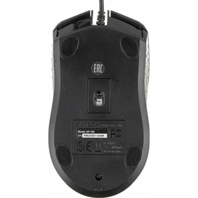 Мышь проводная A4TECH OP-760, оптическая, USB, 1200dpi, черный