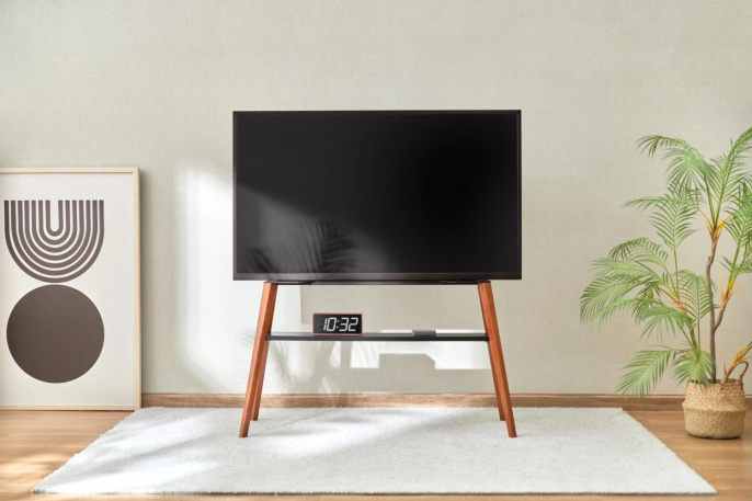 Подставка для телевизора Cactus CS-ST3647BKWN, 49-75", напольный, черный  / орех