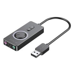 Внешняя звуковая карта Vention USB c регулятором громкости Черная CDRBB