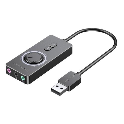 Внешняя звуковая карта Vention USB c регулятором громкости Черная CDRBB