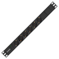Блок розеток с разъемом подключения C14 ExeGate ServerPro PDU-19H601 Al-6S-C14 19", 1U, Алюминий, 6*EU/Тип F Schuko , IEC 320 C14, индикатор питания, черный, RTL EX280825RUS