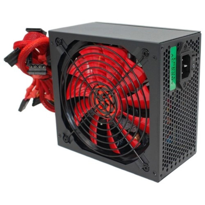 Блок питания Ginzzu PC500 14CM Red 80+ black,APFC,24+4p,2 PCI-E 6+2 , 5*SATA, 4*IDE,оплетка, кабель питания,цветная коробка