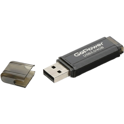 Флеш-накопитель GoPower HIT 4GB USB2.0 металл черный 00-00035945
