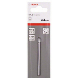 Сверло Bosch CYL-9 SoftCeramic 4х70мм 2.608.587.158 для керамических плиток, сухое сверление, конструкция без канавки, цилиндрический хвостовик, совместимый с трехкулачковыми патронами, диаметр: 4 мм, общая длина: 70 мм