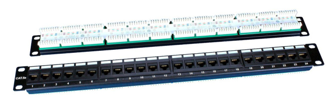 Патч-панель 19" 24 порта RJ-45 UTP 5e Hyperline PP3-19-24-8P8C-C5E-110D неэкранированная