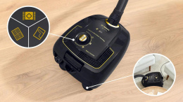 Пылесос Bosch BGL38GOLD, 1700Вт, черный/золотистый