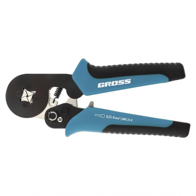 GROSS Клещи пресс-клещи для обжима наконечников электропроводов с сечением 0,25-8 мм2 [17724]