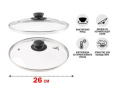 Крышка стеклянная, 260 мм, с металлическим ободом, круглая, PERFECTO LINEA 25-026020