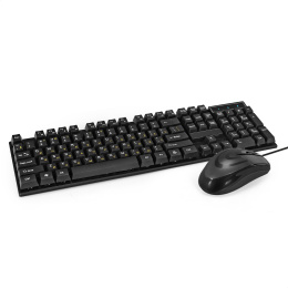 Комплект ExeGate Professional Standard Combo MK110-OEM клавиатура мультимедийная влагозащищенная 104кл. + мышь оптическая 1000dpi, 3 кнопки и колесо прокрутки; USB, длина кабелей 1.5м, черный, brown box EX295303RUS
