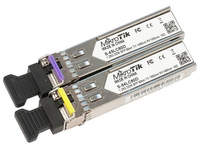 MikroTik S-4554LC80D Пара модулей S-45LC80D 1.25G SM 80km TX 1490nm/ RX 1550nm, Single LC connector +S-54LC80D 1.25G SM 80km TX 1550nm / RX 1490nm,Single LC connector