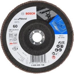 Круг лепестковый Best for Metal для УШМ (180 мм; К60) Bosch 2608606738