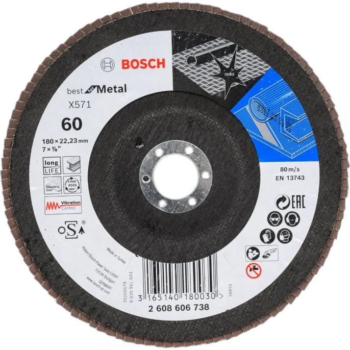 Круг лепестковый Best for Metal для УШМ (180 мм; К60) Bosch 2608606738